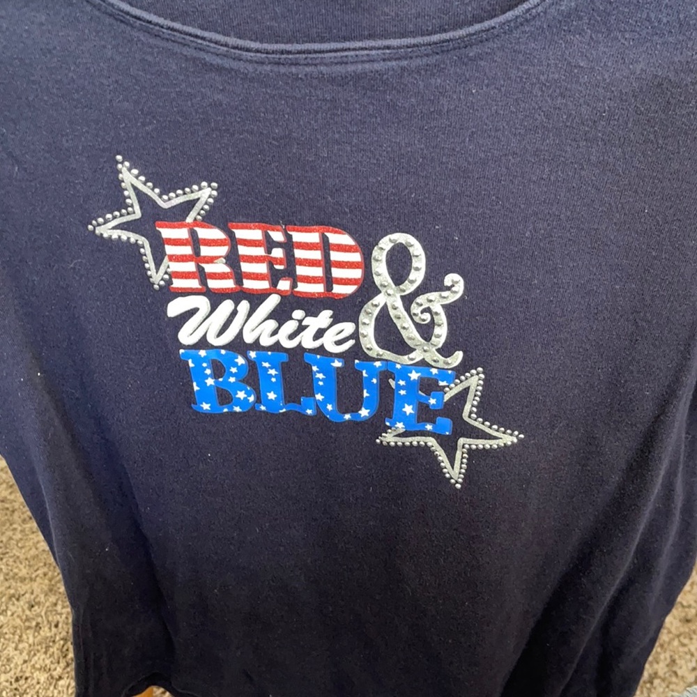 Red white and blue star Karen Scott T-shirt